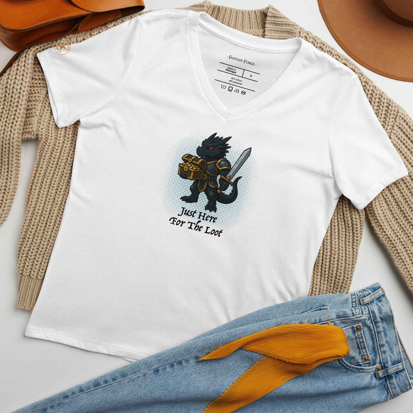 Just Here for the Loot (Black Dragon) | Women’s relaxed v-neck t-shirt