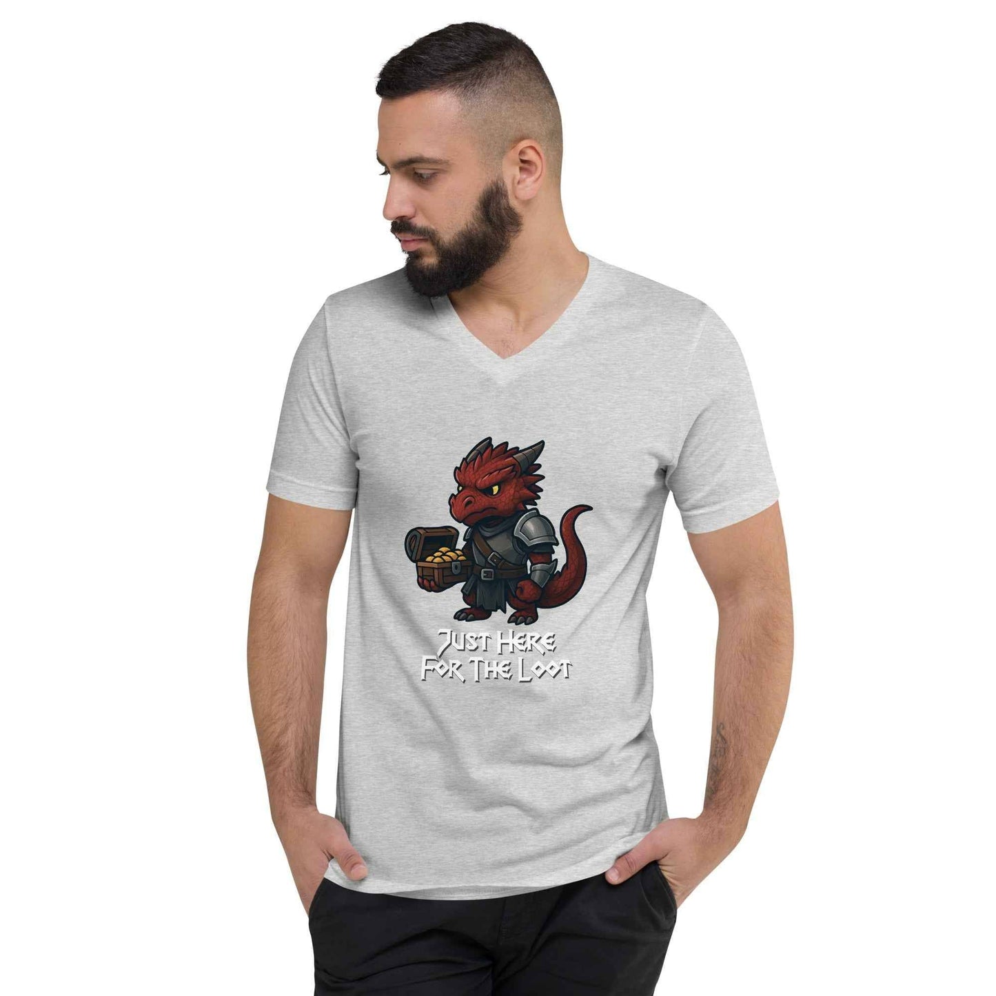 Just Here for the Loot | Unisex Short Sleeve V-Neck T-Shirt - Fantasy Forge