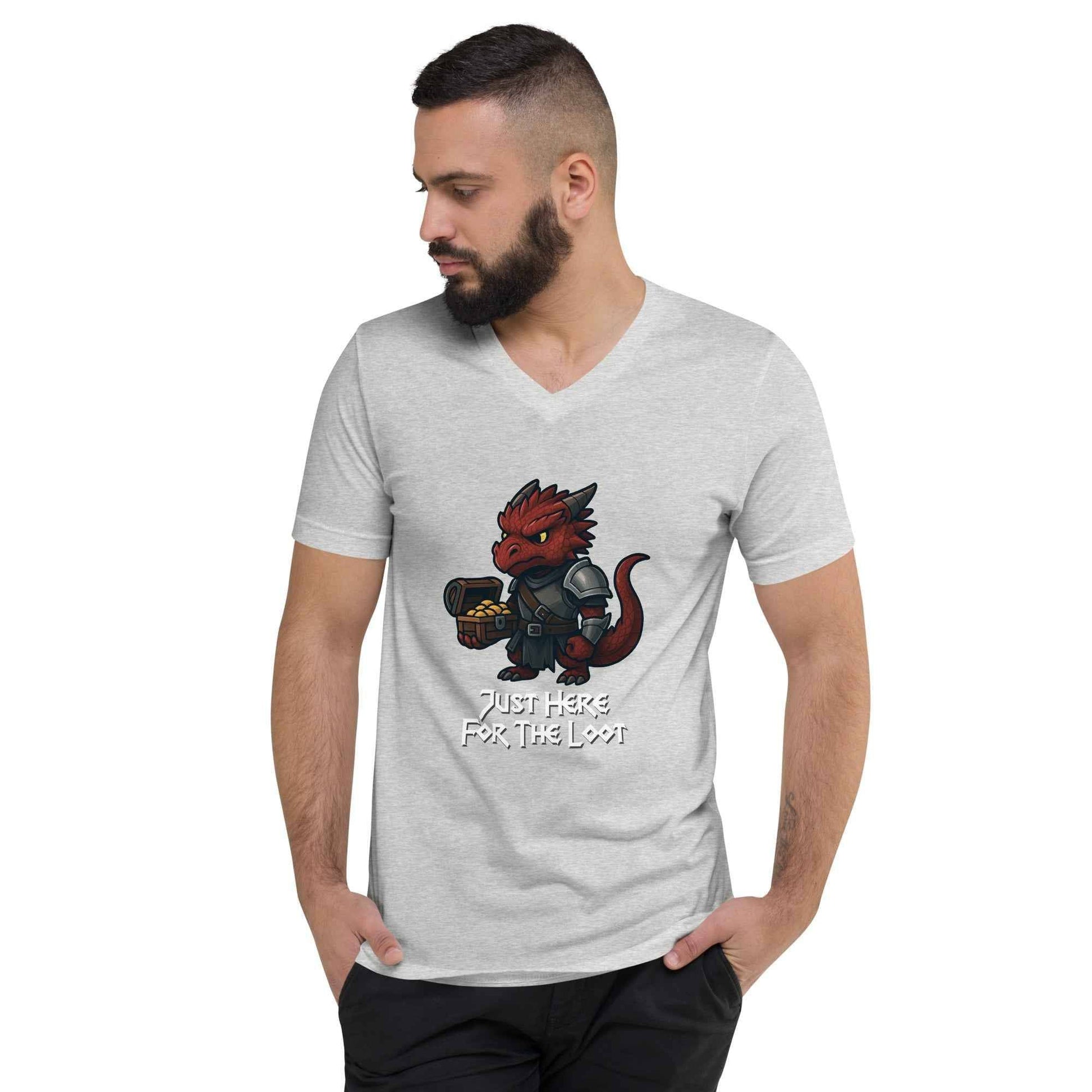 Just Here for the Loot | Unisex Short Sleeve V-Neck T-Shirt - Fantasy Forge