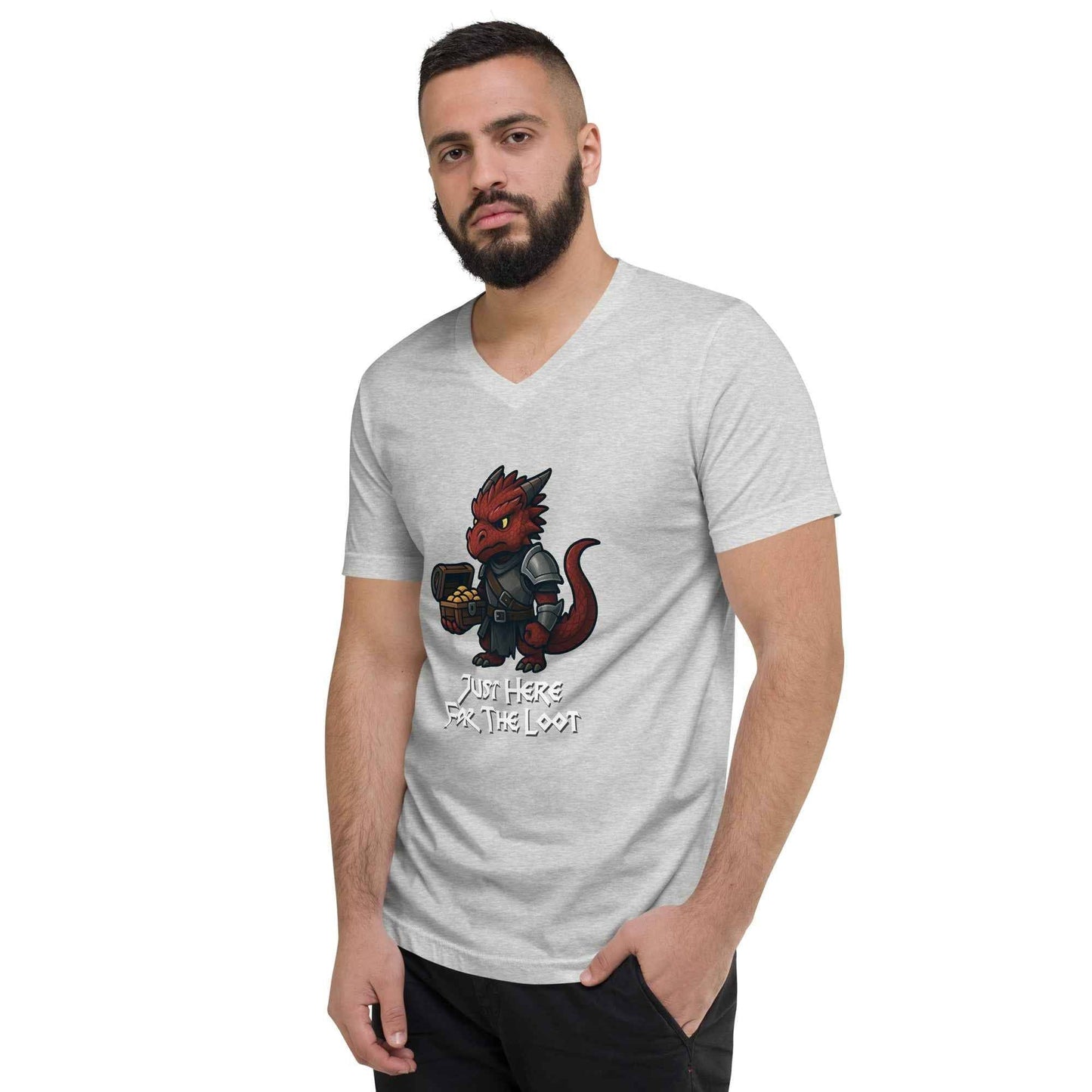 Just Here for the Loot | Unisex Short Sleeve V-Neck T-Shirt - Fantasy Forge