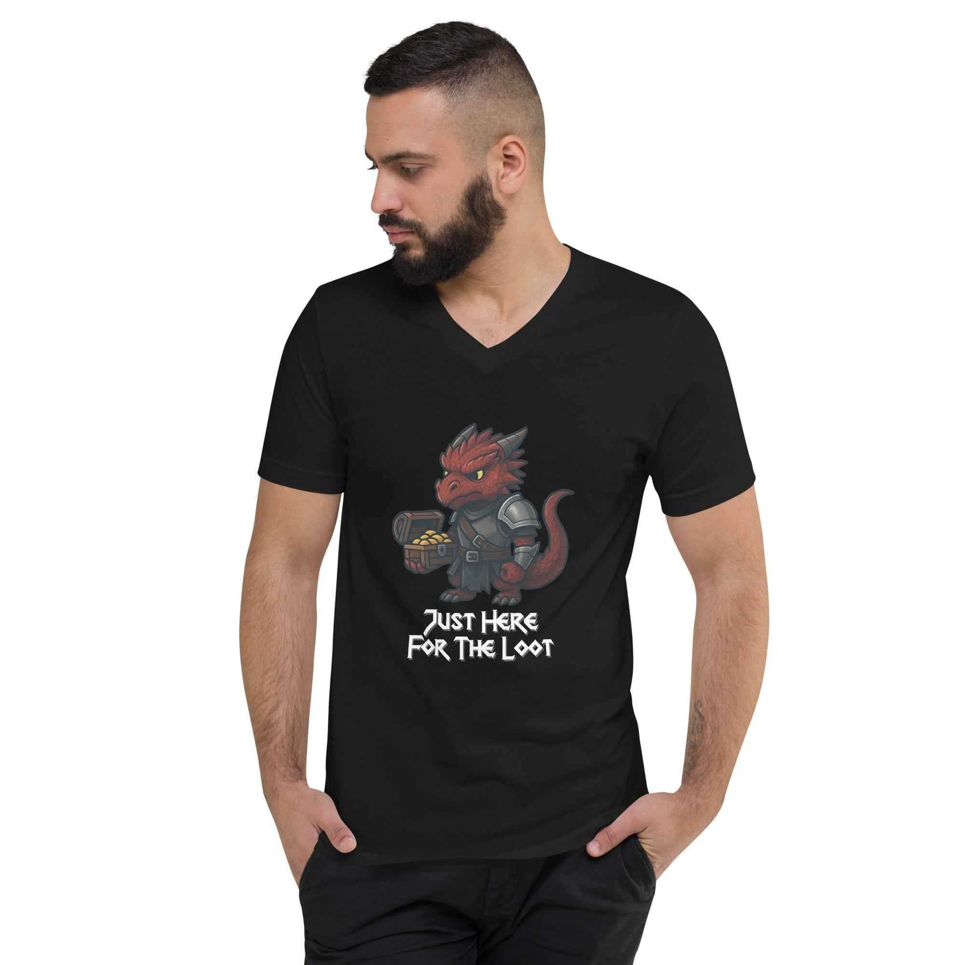 Just Here for the Loot | Unisex Short Sleeve V-Neck T-Shirt - Fantasy Forge