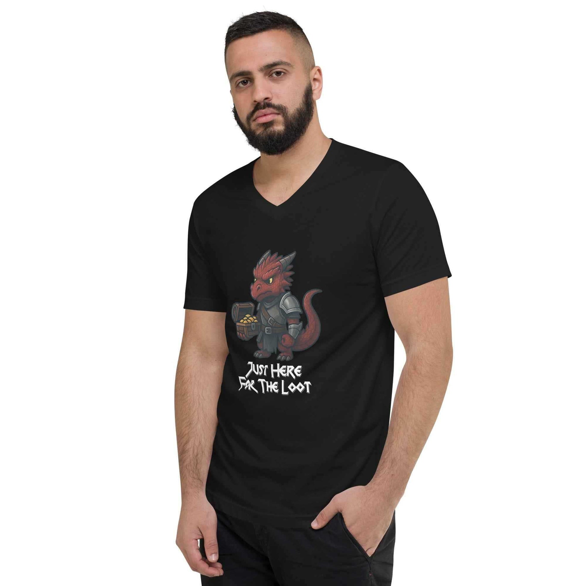 Just Here for the Loot | Unisex Short Sleeve V-Neck T-Shirt - Fantasy Forge
