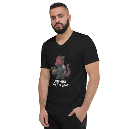 Just Here for the Loot | Unisex Short Sleeve V-Neck T-Shirt - Fantasy Forge