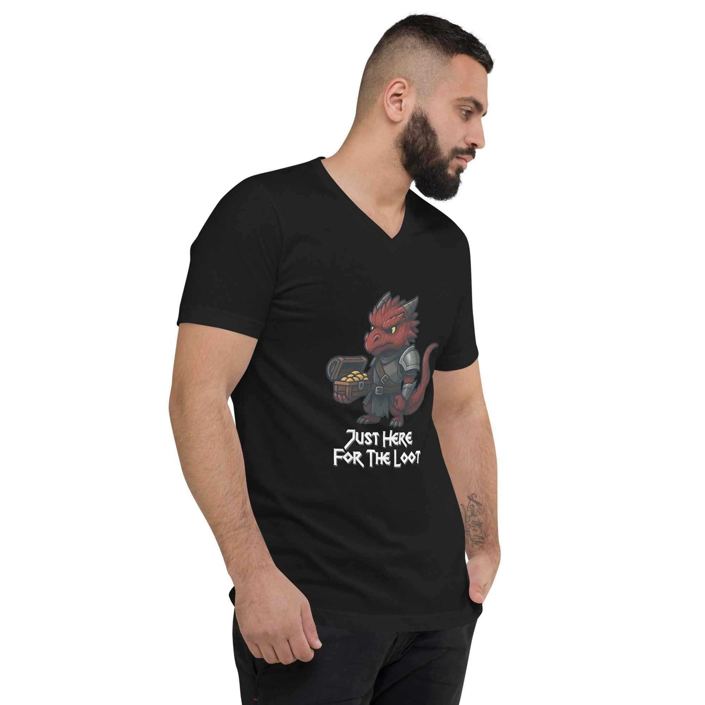 Just Here for the Loot | Unisex Short Sleeve V-Neck T-Shirt - Fantasy Forge
