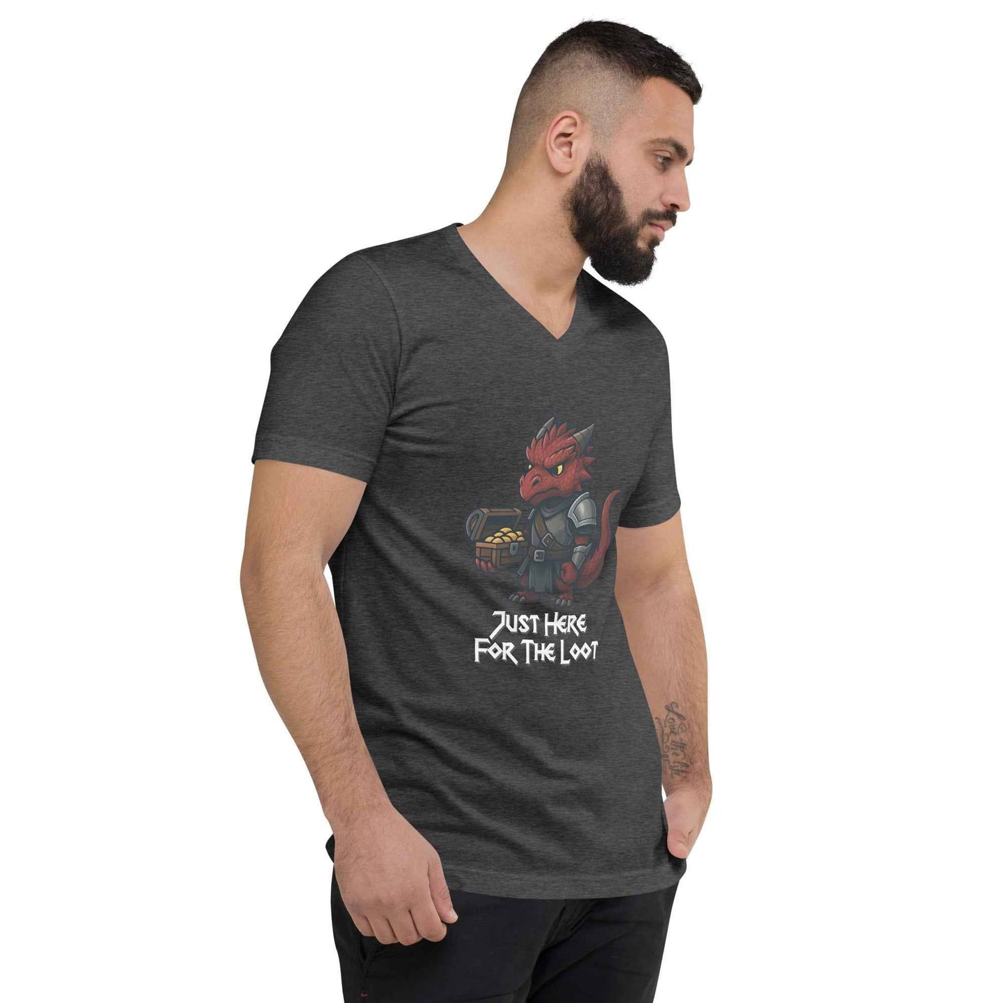 Just Here for the Loot | Unisex Short Sleeve V-Neck T-Shirt - Fantasy Forge