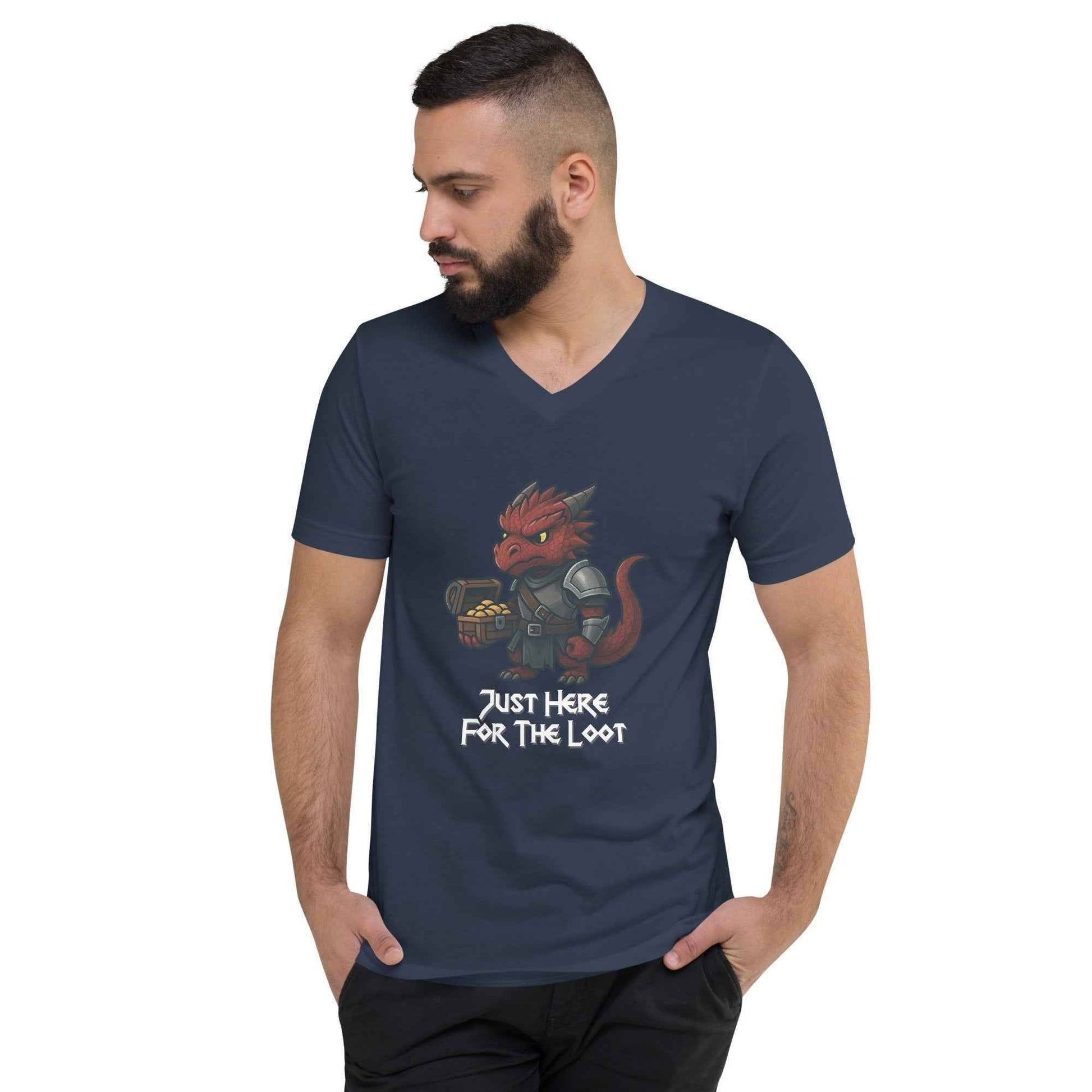 Just Here for the Loot | Unisex Short Sleeve V-Neck T-Shirt - Fantasy Forge