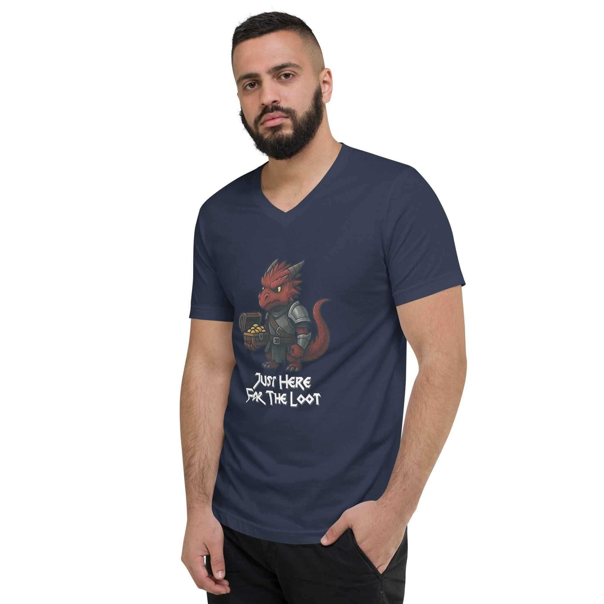 Just Here for the Loot | Unisex Short Sleeve V-Neck T-Shirt - Fantasy Forge