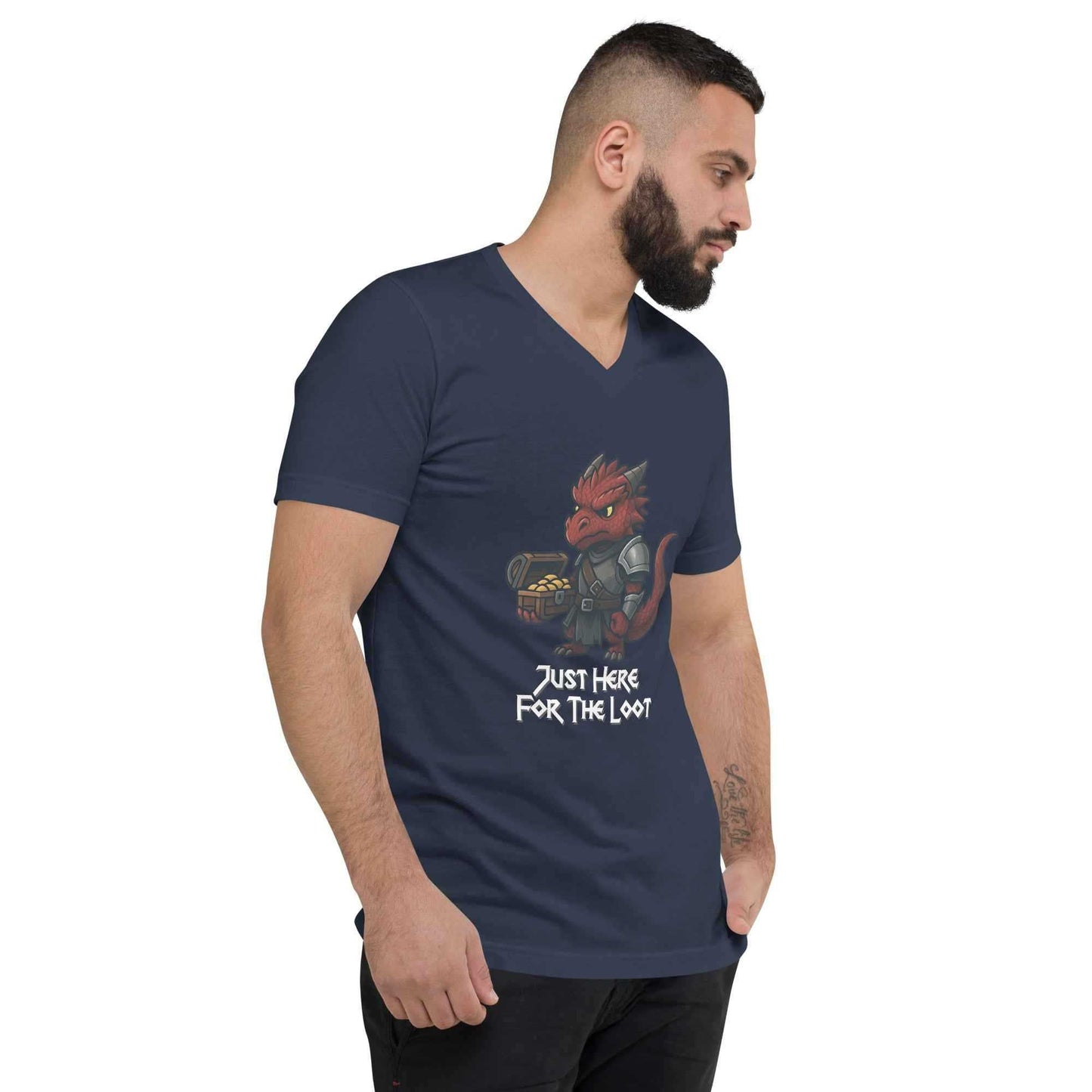 Just Here for the Loot | Unisex Short Sleeve V-Neck T-Shirt - Fantasy Forge