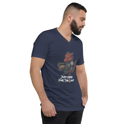 Just Here for the Loot | Unisex Short Sleeve V-Neck T-Shirt - Fantasy Forge