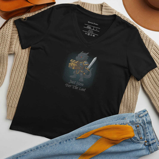 Just Here for the Loot (Black Dragon) | Women’s relaxed v-neck t-shirt