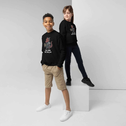 Just Here for the Loot | Red Dragon | Youth crewneck sweatshirt