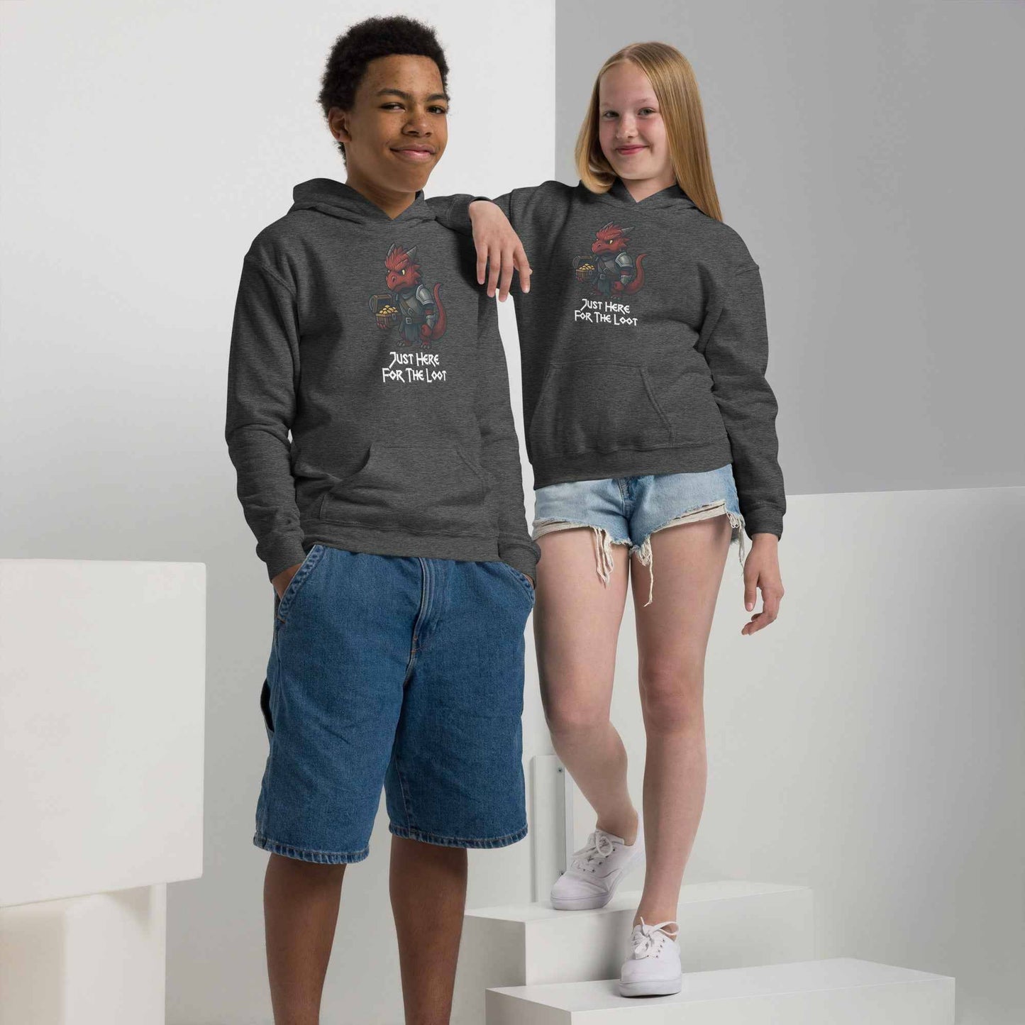Just Here for the Loot | Red Dragon | Youth heavy blend hoodie
