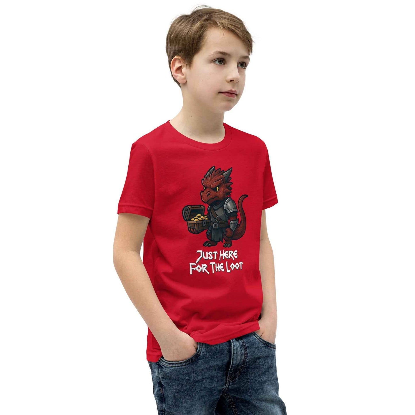 Just Here for the Loot | Red Dragon | Youth Short Sleeve T-Shirt